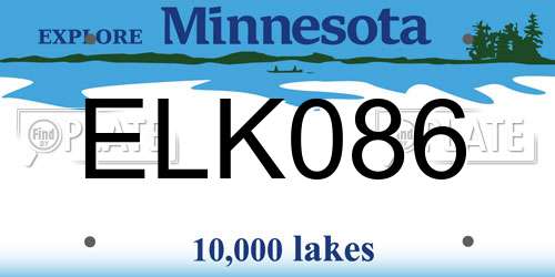 ELK086 Minnesota License Plate