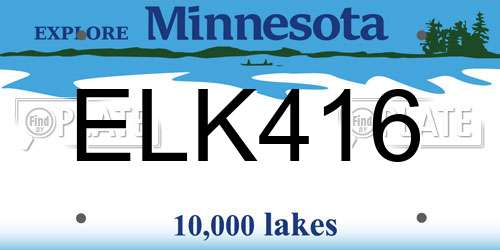 ELK416 Minnesota License Plate