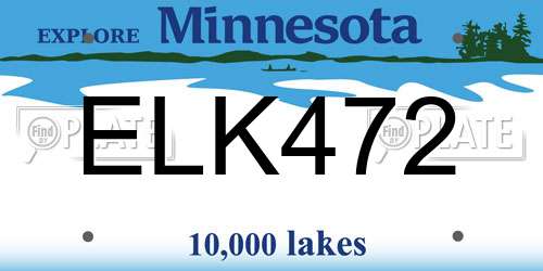 ELK472 Minnesota License Plate