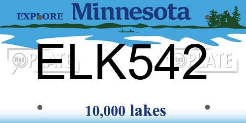 ELK542 Minnesota License Plate