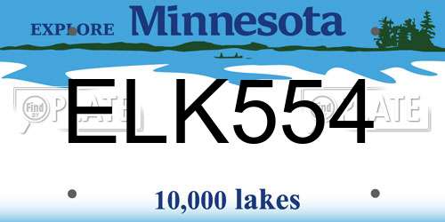 ELK554 Minnesota License Plate