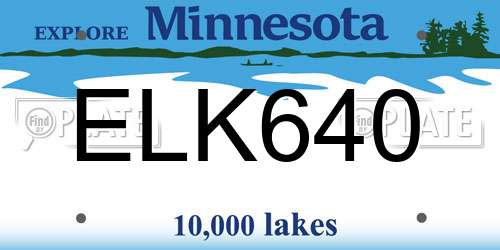 ELK640 Minnesota License Plate