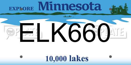 ELK660 Minnesota License Plate