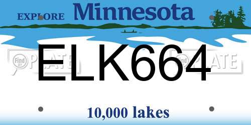 ELK664 Minnesota License Plate