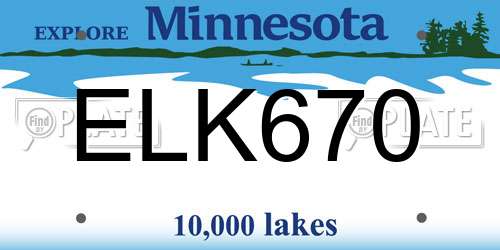 ELK670 Minnesota License Plate