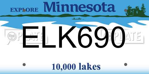 ELK690 Minnesota License Plate