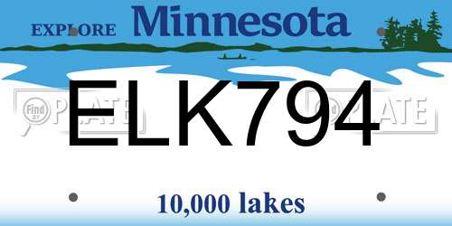 ELK794 Minnesota License Plate