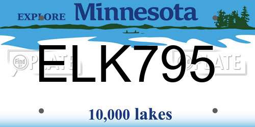 ELK795 Minnesota License Plate