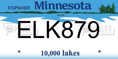 ELK879 Minnesota License Plate