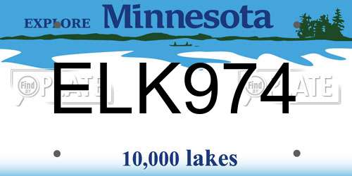 ELK974 Minnesota License Plate