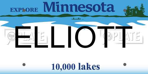 ELLIOTT Minnesota License Plate