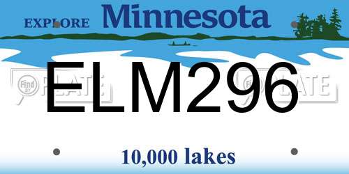 ELM296 Minnesota License Plate