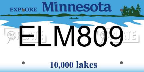 ELM809 Minnesota License Plate