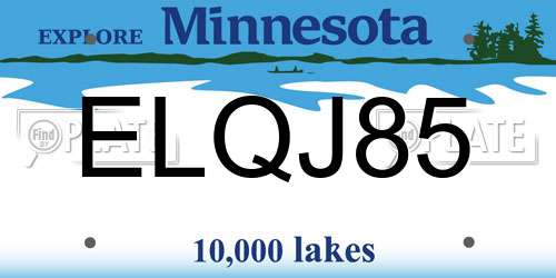 ELQJ85 Minnesota License Plate
