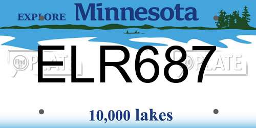 ELR687 Minnesota License Plate