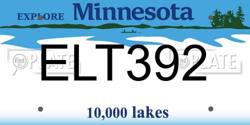 ELT392 Minnesota License Plate