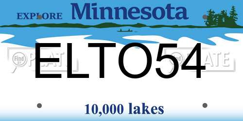 ELTO54 Minnesota License Plate
