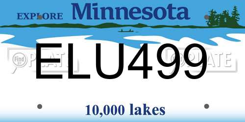 ELU499 Minnesota License Plate