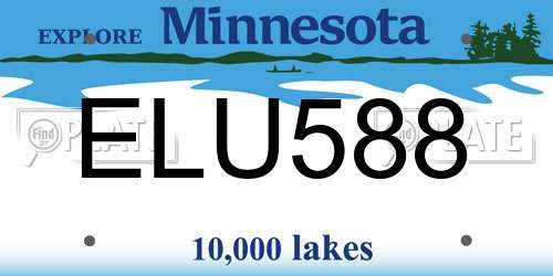 ELU588 Minnesota License Plate