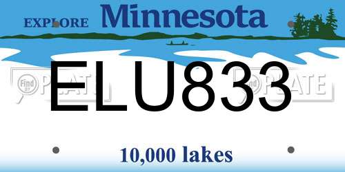 ELU833 Minnesota License Plate