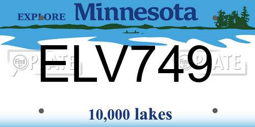 ELV749 Minnesota License Plate