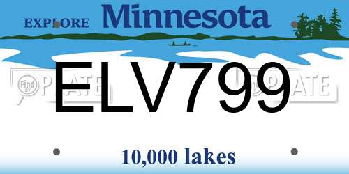 ELV799 Minnesota License Plate
