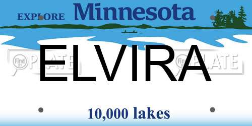 ELVIRA Minnesota License Plate