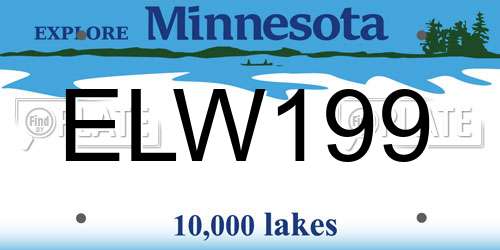 ELW199 Minnesota License Plate