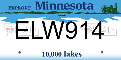 ELW914 Minnesota License Plate