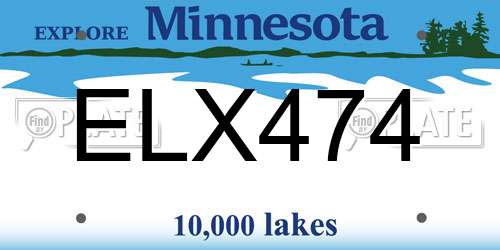 ELX474 Minnesota License Plate