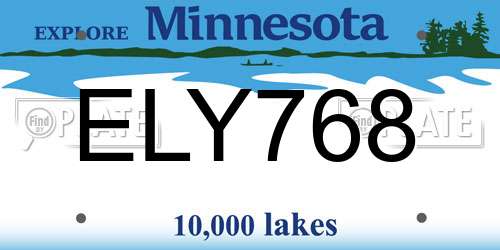 ELY768 Minnesota License Plate