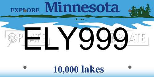 ELY999 Minnesota License Plate