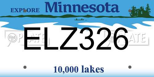 ELZ326 Minnesota License Plate