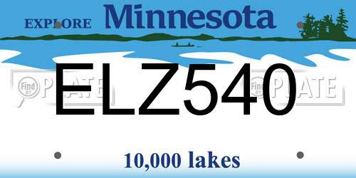 ELZ540 Minnesota License Plate