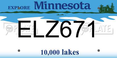 ELZ671 Minnesota License Plate