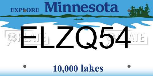 ELZQ54 Minnesota License Plate