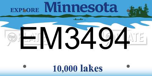 EM3494 Minnesota License Plate
