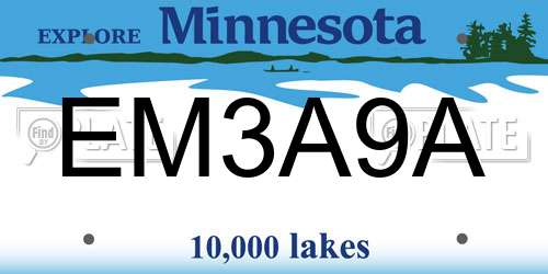 EM3A9A Minnesota License Plate