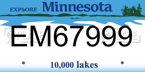 EM67999 Minnesota License Plate