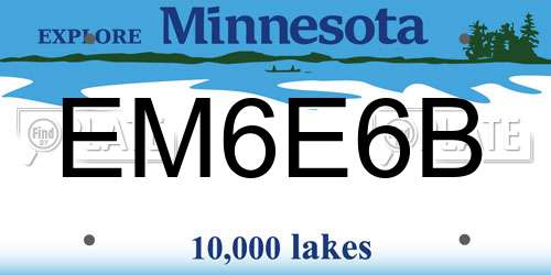 EM6E6B Minnesota License Plate