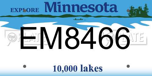 EM8466 Minnesota License Plate
