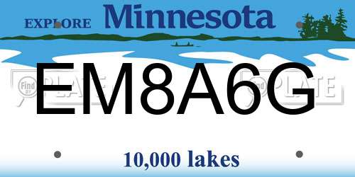EM8A6G Minnesota License Plate