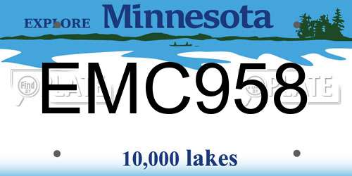 EMC958 Minnesota License Plate