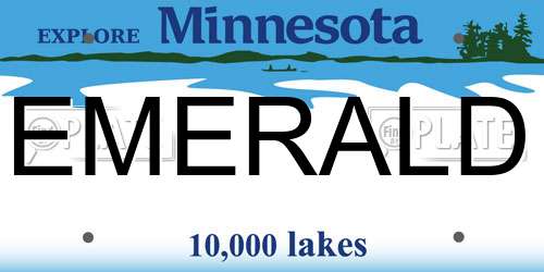 EMERALD Minnesota License Plate