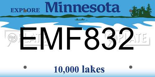 EMF832 Minnesota License Plate