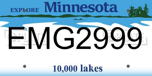EMG2999 Minnesota License Plate