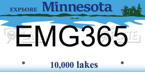 EMG365 Minnesota License Plate