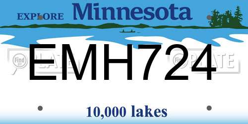 EMH724 Minnesota License Plate