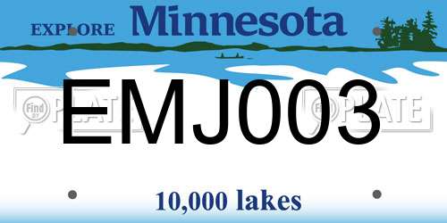 EMJ003 Minnesota License Plate
