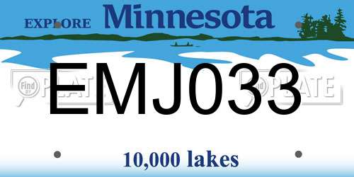 EMJ033 Minnesota License Plate